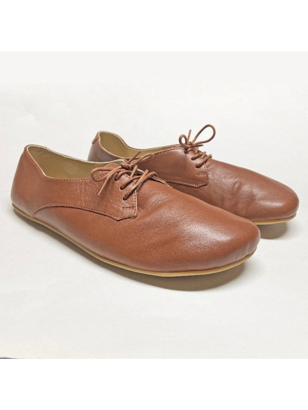 Origo The Women's Derby Shoes Size 9.5 Light Brown Natural Leather Lace-up Flats